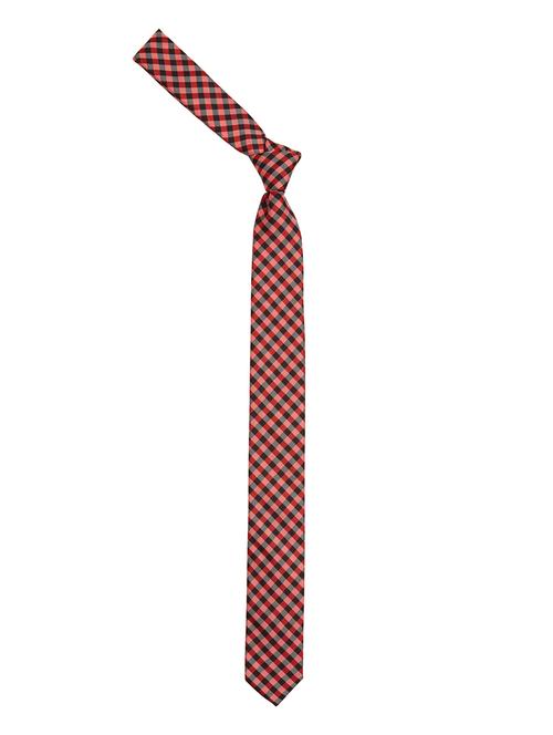 red and black printed neck tie - 11740192 - Very Small Image - 1
