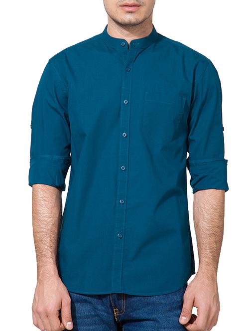 blue cotton casual shirt - 11741899 - Very Small Image - 1
