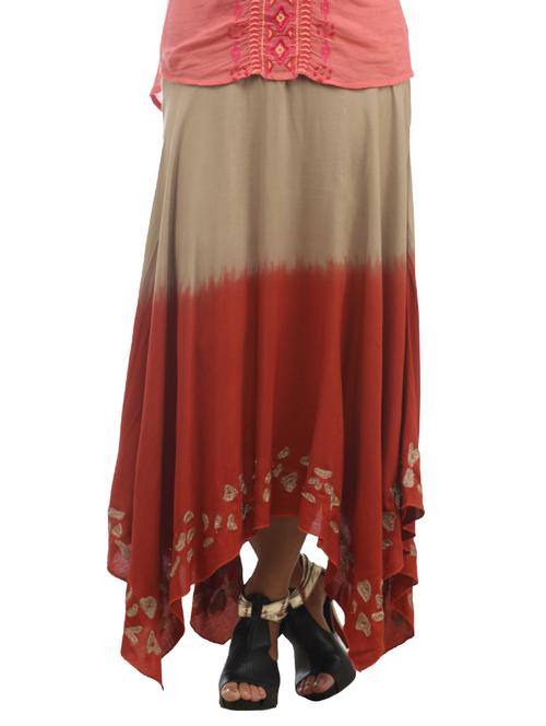 red cotton asymterical skirt - 11745824 - Very Small Image - 1