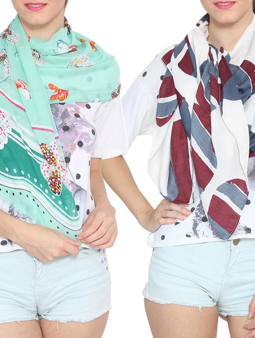 multi colored cotton scarf - 11745900 - Very Small Image - 1