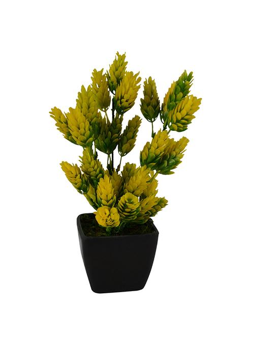 thefancymart artificial leaves bush plant (size 9 inchs/ 22 cms) with black square pot-0254-900 - 11755608 - Very Small Image - 1