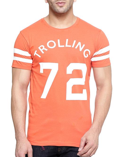 orange cotton printed t-shirt - 11756296 - Very Small Image - 1