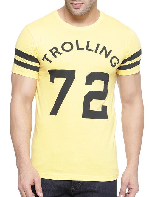 yellow cotton front print tshirt - 11756297 - Very Small Image - 1