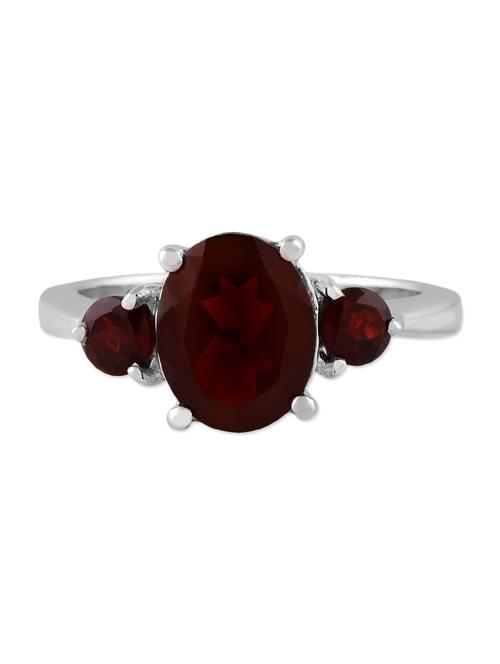 sterling silver three stone garnet ring - 11757327 - Very Small Image - 1