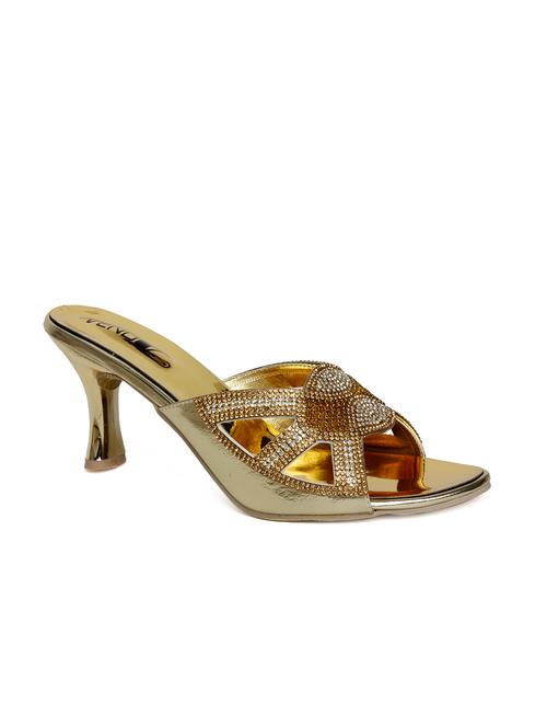 gold embellished faux leather sandals - 11760837 - Very Small Image - 1