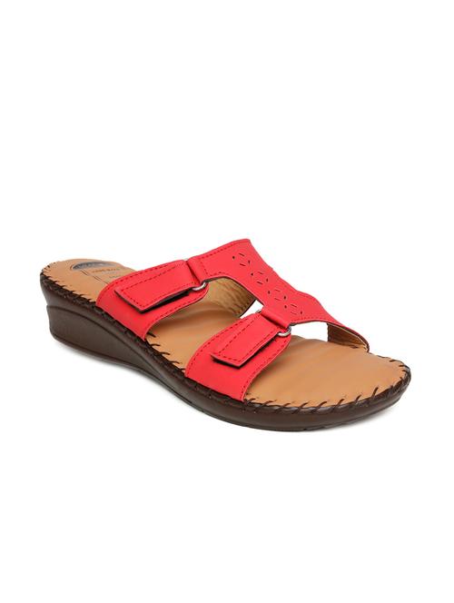 red faux leather slippers - 11760875 - Very Small Image - 1