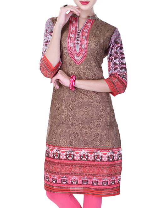 multi colored cotton straight kurta - 11761616 - Very Small Image - 1