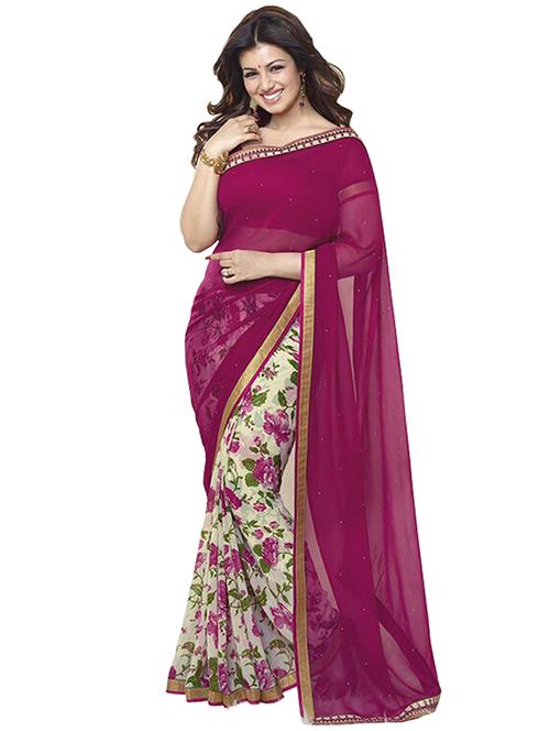 purple georgette saree with blouse - 11762266 - Very Small Image - 1
