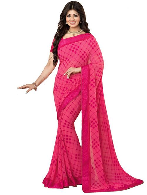 pink georgette saree with blouse - 11762277 - Very Small Image - 1