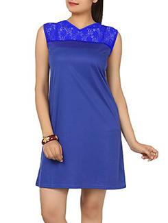 solid blue georgette shift dress - 11762994 - Very Small Image - 1