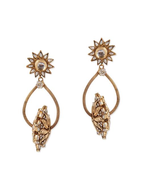 gold plated brass drop earring - 11765219 - Very Small Image - 1