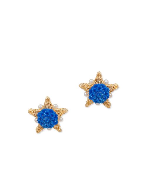 blue gold plated drop earring - 11765309 - Very Small Image - 1