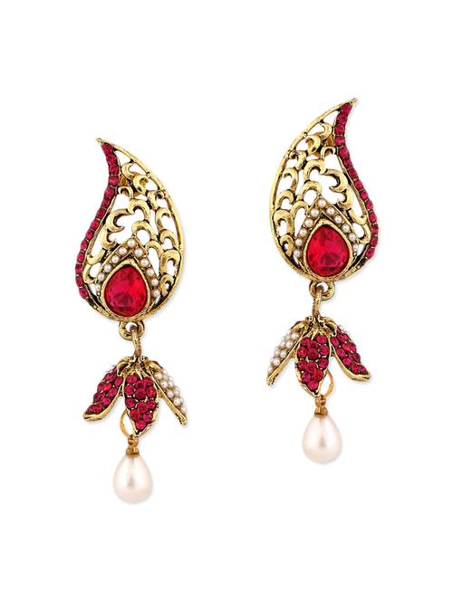 red gold plated drop earring - 11765370 - Very Small Image - 1