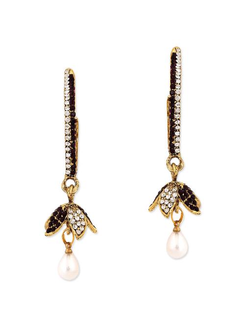 black gold plated drop earring - 11765371 - Very Small Image - 1