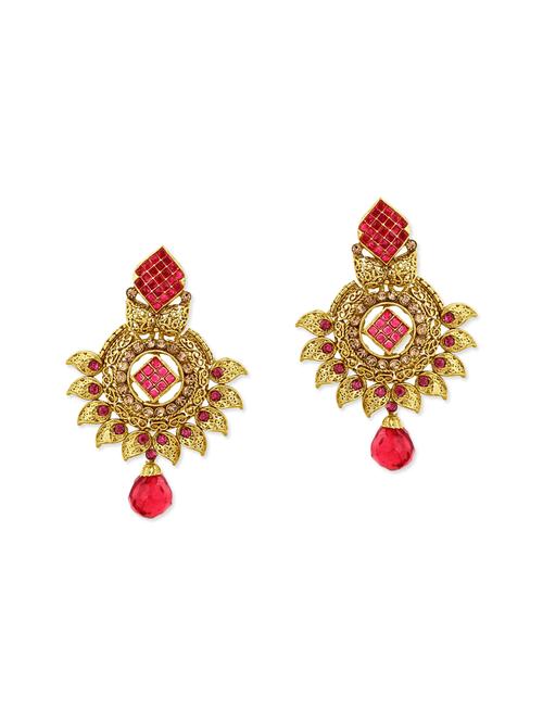 red gold plated drop earring - 11765408 - Very Small Image - 1