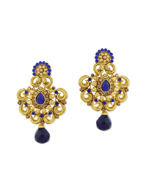 blue gold plated drop earring - 11765413 - Very Small Image - 1