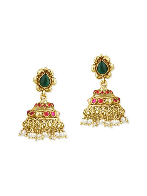 multi colored gold plated drop earring - 11765452 - Very Small Image - 1
