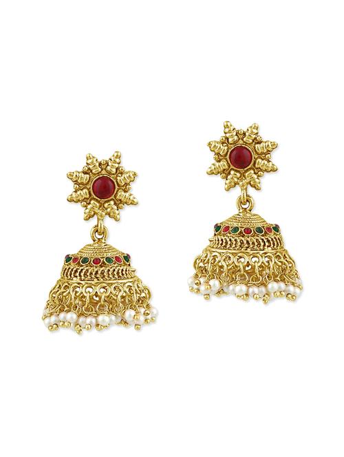 red gold plated drop earring - 11765455 - Very Small Image - 1