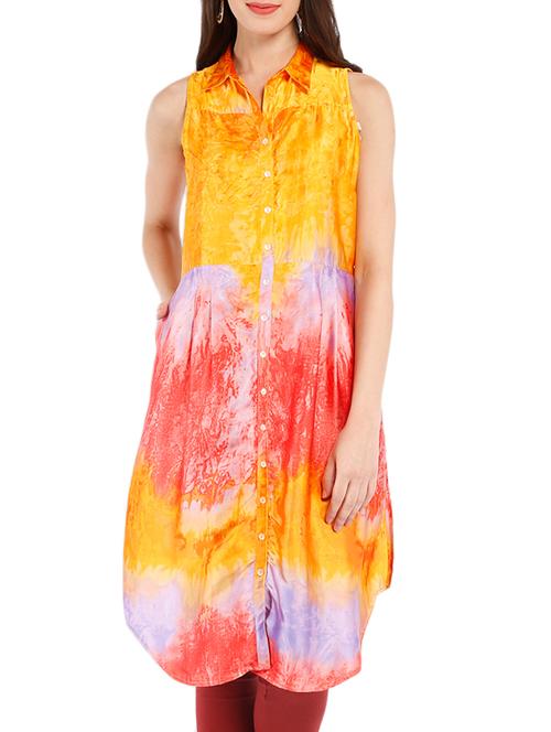 yellow synthetic straight kurta - 11766268 - Very Small Image - 1