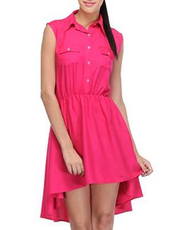 solid pink viscose asymmetrical dress - 11766706 - Very Small Image - 1