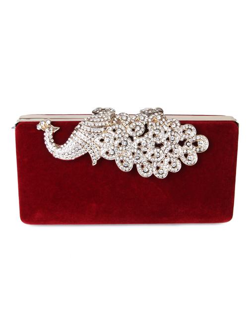 maroon velvet embellished clutch - 11766968 - Very Small Image - 1