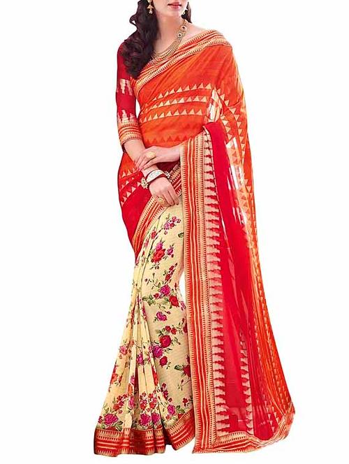 multi colored georgette half & half saree with blouse - 11767386 - Very Small Image - 1