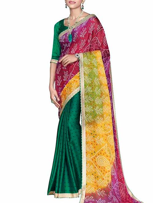 multi colored chiffon jaipuri print saree with blouse - 11767412 - Very Small Image - 1