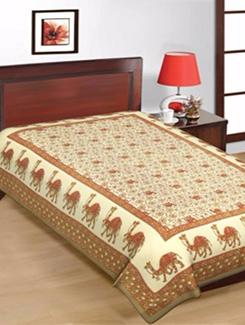 brown printed cotton single bed sheet - 11767765 - Very Small Image - 1