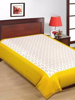 yellow printed cotton single bed sheet - 11767789 - Very Small Image - 1