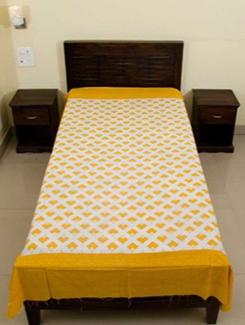 yellow printed cotton single bed sheet - 11767806 - Very Small Image - 1