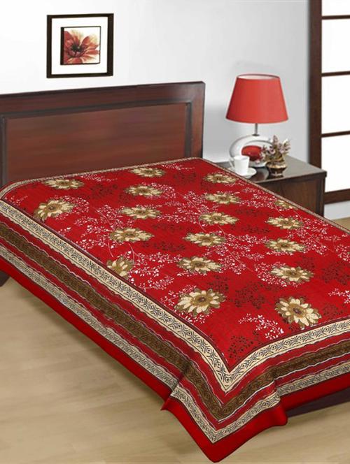 red printed cotton single bed sheet - 11767814 - Very Small Image - 1