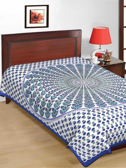 blue printed cotton single bed sheet - 11767856 - Very Small Image - 1