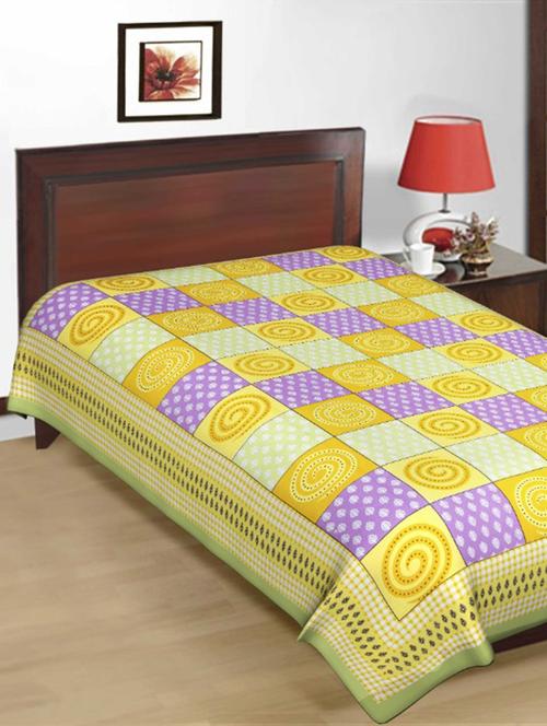 yellow printed cotton single bed sheet - 11767878 - Very Small Image - 1