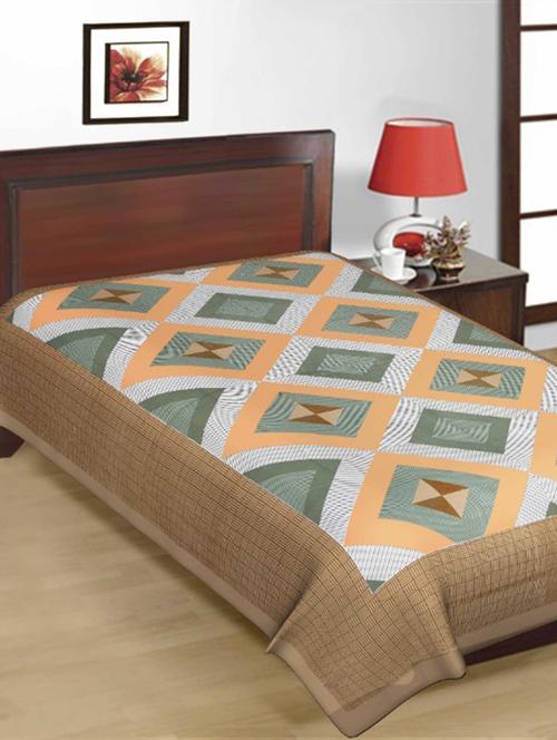 brown printed cotton single bed sheet - 11767900 - Very Small Image - 1