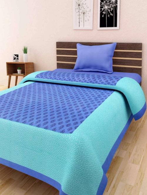 blue printed cotton single bed sheet - 11767913 - Very Small Image - 1