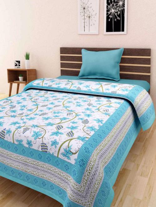 blue printed cotton single bed sheet - 11767915 - Very Small Image - 1