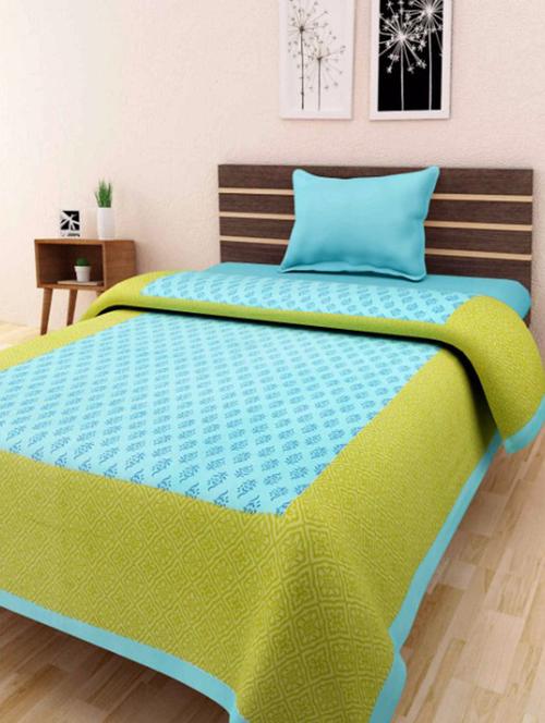 blue printed cotton single bed sheet - 11767919 - Very Small Image - 1