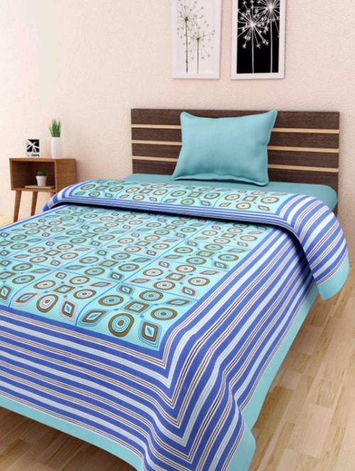 blue printed cotton single bed sheet - 11767955 - Very Small Image - 1