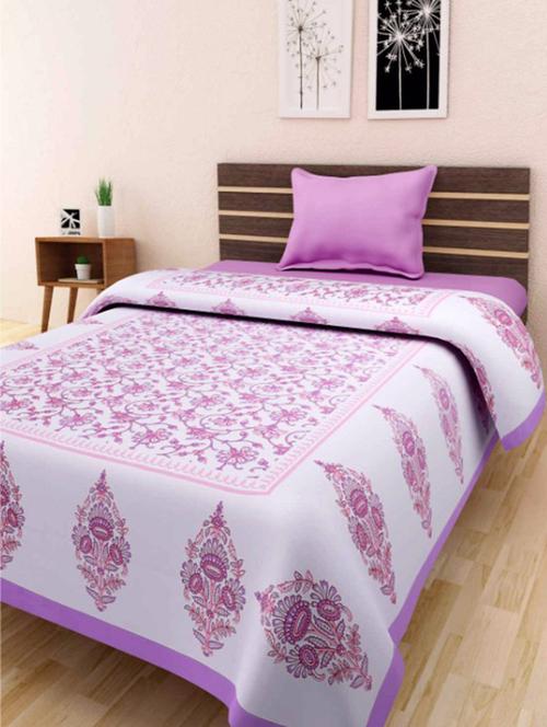 pink printed cotton single bed sheet - 11767963 - Very Small Image - 1