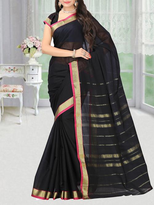 black cotton saree - 11775722 - Very Small Image - 1