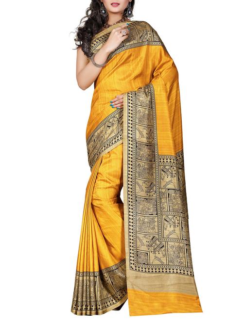 yellow art silk saree - 11775725 - Very Small Image - 1