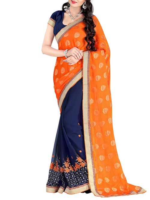 multi half and half saree with blouse - 11775820 - Very Small Image - 1