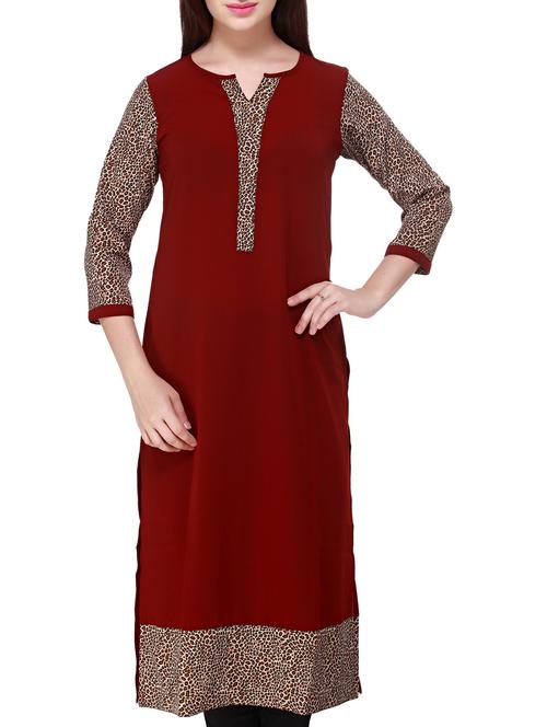 red viscose straight kurta - 11777950 - Very Small Image - 1