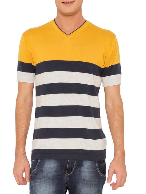 yellow striped cotton t-shirt - 11779198 - Very Small Image - 1