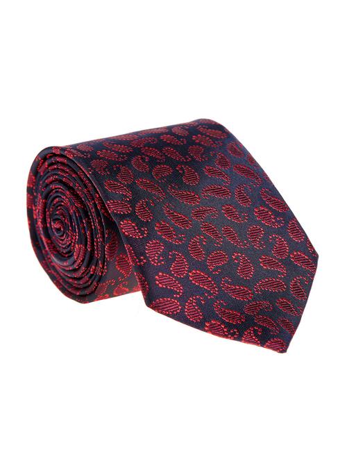 burgundy micro woven tie - 11779590 - Very Small Image - 1