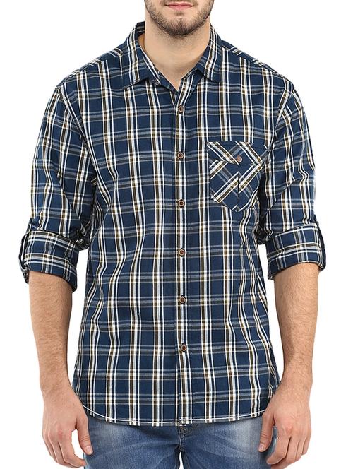 blue cotton casual shirt - 11780206 - Very Small Image - 1