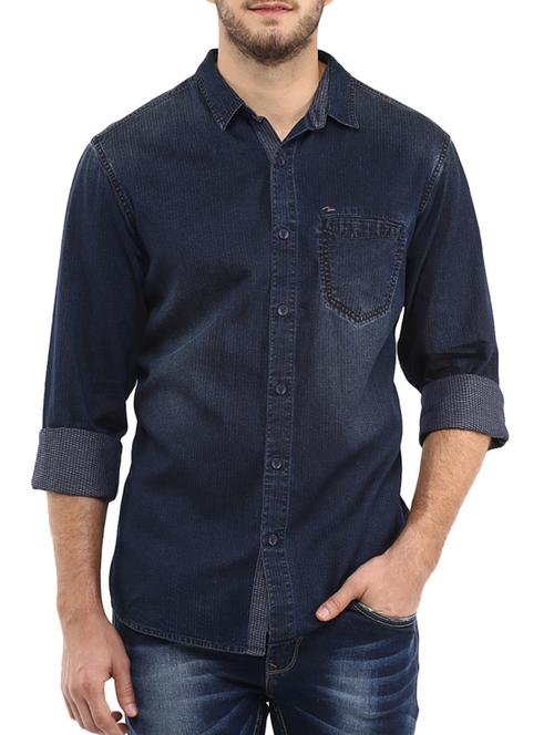 blue cotton casual shirt - 11780266 - Very Small Image - 1