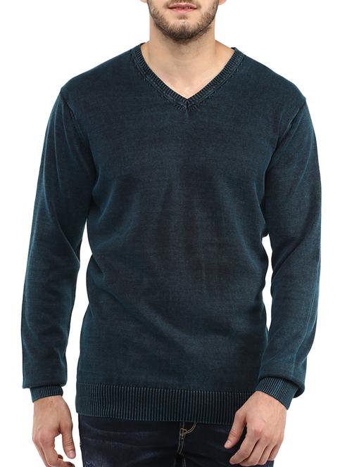 solid navy blue cotton pullover - 11780305 - Very Small Image - 1