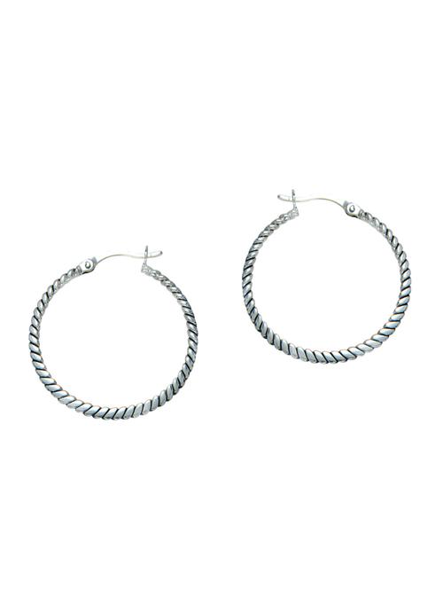 silver oxidized metal hoop earring - 11780786 - Very Small Image - 1