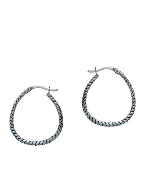 silver oxidized tear drop shape rope style hoop earrings - 11780787 - Very Small Image - 1
